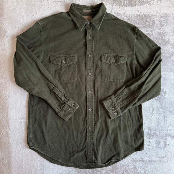 St. John's Bay Other - St Johns Bay Mens Large Forest Green 100% Cotton Flannel‎ Button Down Shirt